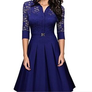 MissMay Retro Lace Fit & Flare Midi Dress 50s Inspired